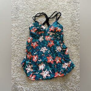 Isabel Maternity by Ingrid & Isabel Floral Swim Top - Teal and Coral